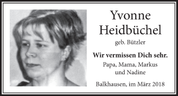 Anzeige von Yvonne Heidbüchel von  Sonntags-Post 