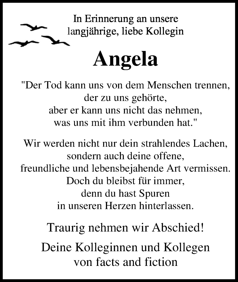  Traueranzeige für Angela Stemplinger vom 12.05.2018 aus Kölner Stadt-Anzeiger / Kölnische Rundschau / Express