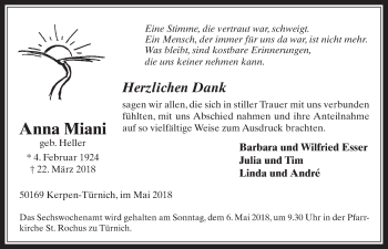 Anzeige von Anna Miani von  Werbepost 