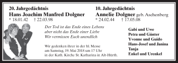 Anzeige von Annelie Dolgner von  Wochenende 