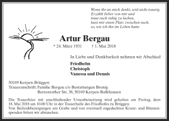 Anzeige von Artur Bergau von  Werbepost 