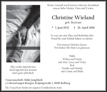 Anzeige von Christine Wieland von  Werbepost 