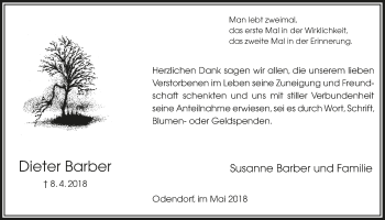 Anzeige von Dieter Barber von  Schaufenster/Blickpunkt 
