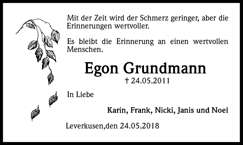  Traueranzeige für Egon Grundmann vom 18.07.2023 aus Kölner Stadt-Anzeiger / Kölnische Rundschau / Express