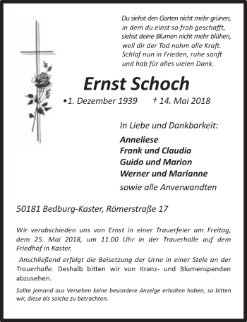 Anzeige von Ernst Schoch von  Werbepost 