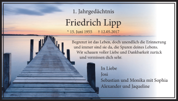 Anzeige von Friedrich Lipp von  Sonntags-Post 