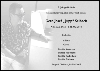 Anzeige von Gerd-Josef Selbach von Kölner Stadt-Anzeiger / Kölnische Rundschau / Express