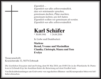 Anzeige von Karl Schäfer von  Werbepost 