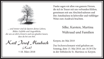 Anzeige von Karl Josef Maubach von  Sonntags-Post 