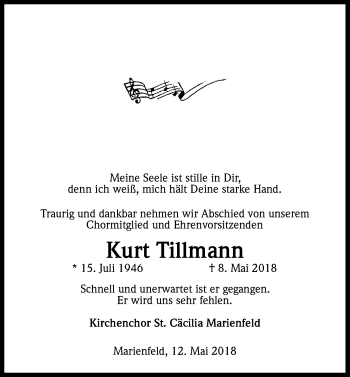 Anzeige von Kurt Tillmann von Kölner Stadt-Anzeiger / Kölnische Rundschau / Express