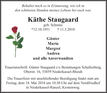 Anzeige von Käthe Staugaard von  Extra Blatt 