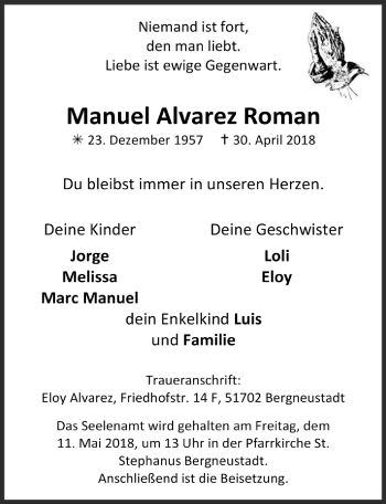 Anzeige von Manuel Alvarez Roman von  Anzeigen Echo 
