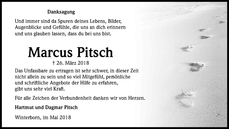  Traueranzeige für Marcus Pitsch vom 19.05.2018 aus Kölner Stadt-Anzeiger / Kölnische Rundschau / Express