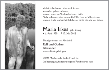 Anzeige von Maria Irkes von  Blickpunkt Euskirchen 
