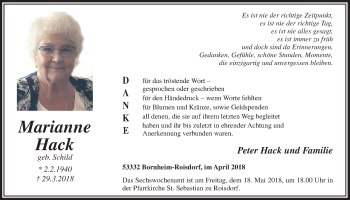 Anzeige von Marianne Hack von  Schaufenster/Blickpunkt 