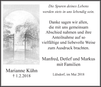 Anzeige von Marianne Kühn von  Extra Blatt 