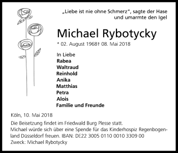 Anzeige von Michael Rybotycky von Kölner Stadt-Anzeiger / Kölnische Rundschau / Express