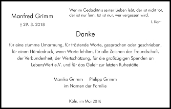 Anzeige von Monika Grimm von Kölner Stadt-Anzeiger / Kölnische Rundschau / Express