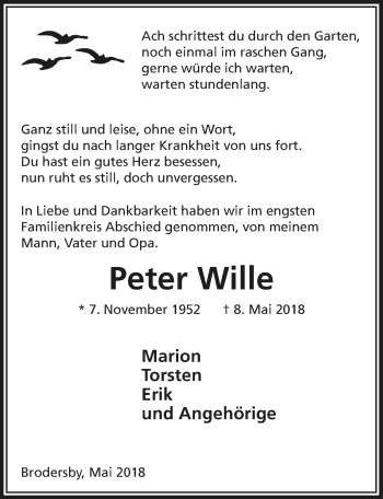 Anzeige von Peter Wille von  Bergisches Handelsblatt 