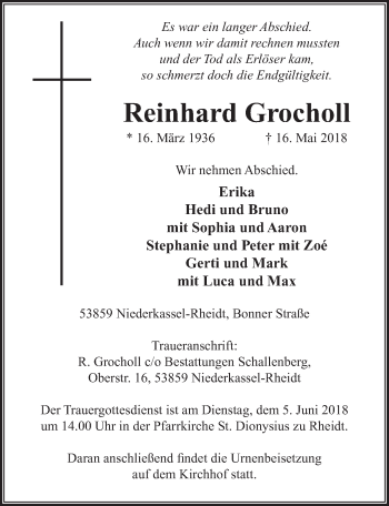 Anzeige von Reinhard Grocholl von  Extra Blatt 