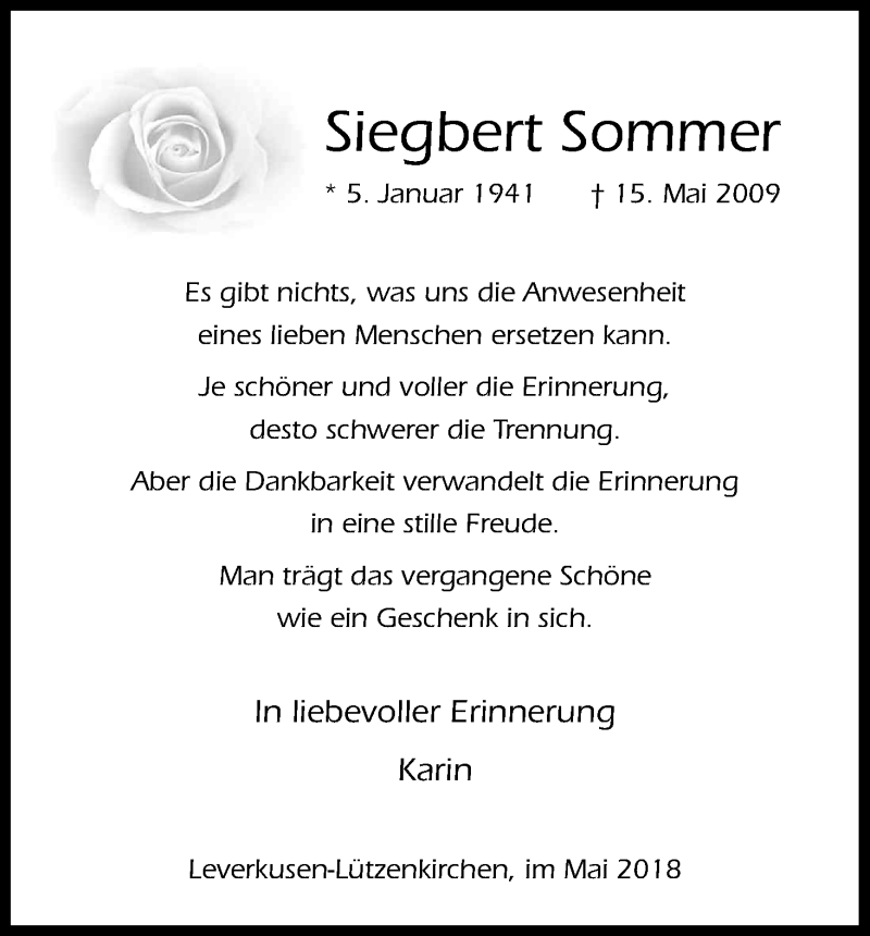  Traueranzeige für Siegbert Sommer vom 18.07.2023 aus Kölner Stadt-Anzeiger / Kölnische Rundschau / Express