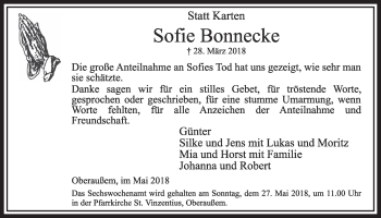 Anzeige von Sofie Bonnecke von  Sonntags-Post 