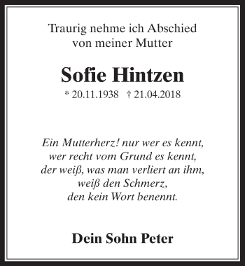 Anzeige von Sofie Hintzen von  Werbepost 