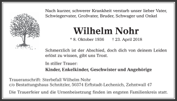 Anzeige von Wilhelm Nohr von  Werbepost 