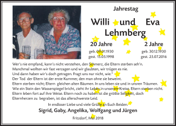 Anzeige von Willi Lehmberg von  Schaufenster/Blickpunkt 
