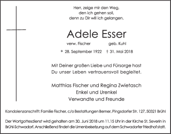 Anzeige von Adele Esser von  Schlossbote/Werbekurier 