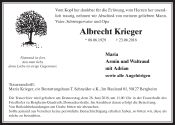 Anzeige von Albrecht Krieger von  Werbepost 