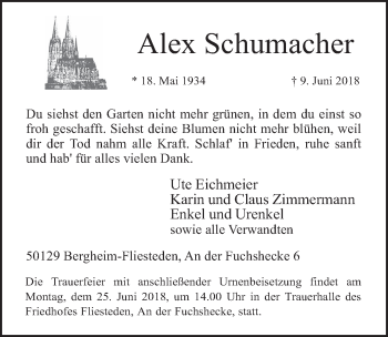 Anzeige von Alex Schumacher von  Werbepost 