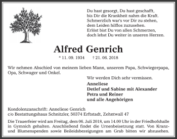 Anzeige von Alfred Genrich von  Werbepost 