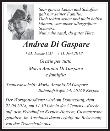 Anzeige von Andrea Di Gaspare von  Werbepost 