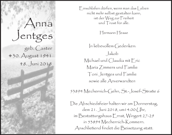 Anzeige von Anna Jentges von  Blickpunkt Euskirchen 