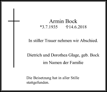 Anzeige von Armin Bock von Kölner Stadt-Anzeiger / Kölnische Rundschau / Express