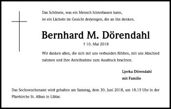 Anzeige von Bernhard  Dörendahl von Kölner Stadt-Anzeiger / Kölnische Rundschau / Express