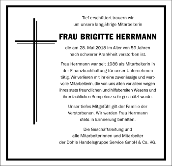Anzeige von Brigitte Herrmann von Kölner Stadt-Anzeiger / Kölnische Rundschau / Express