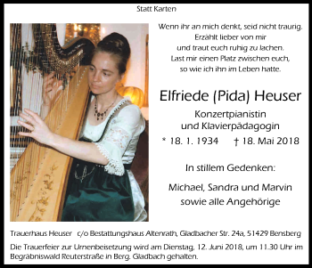 Anzeige von Elfriede  Heuser von Kölner Stadt-Anzeiger / Kölnische Rundschau / Express