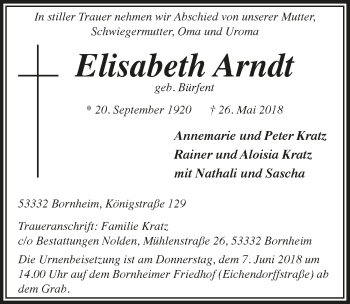 Anzeige von Elisabeth Arndt von  Schaufenster/Blickpunkt am Wochenende 