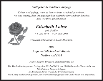 Anzeige von Elisabeth Lohse von  Werbepost 