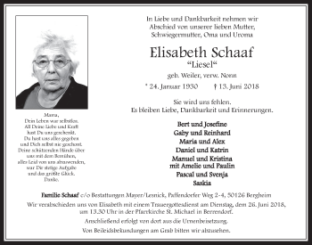 Anzeige von Elisabeth Schaaf von  Werbepost 