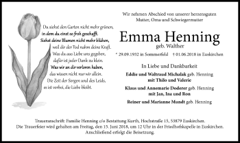 Anzeige von Emma Henning von Kölner Stadt-Anzeiger / Kölnische Rundschau / Express