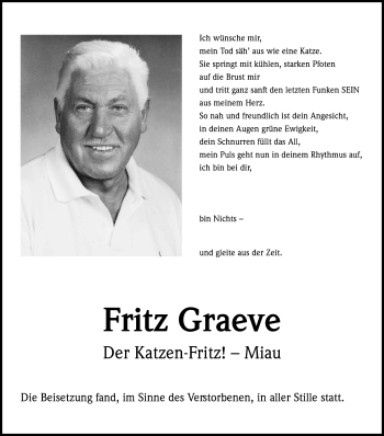 Anzeige von Fritz Graeve von Kölner Stadt-Anzeiger / Kölnische Rundschau / Express