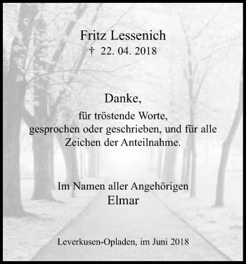 Anzeige von Fritz Lessenich von Kölner Stadt-Anzeiger / Kölnische Rundschau / Express