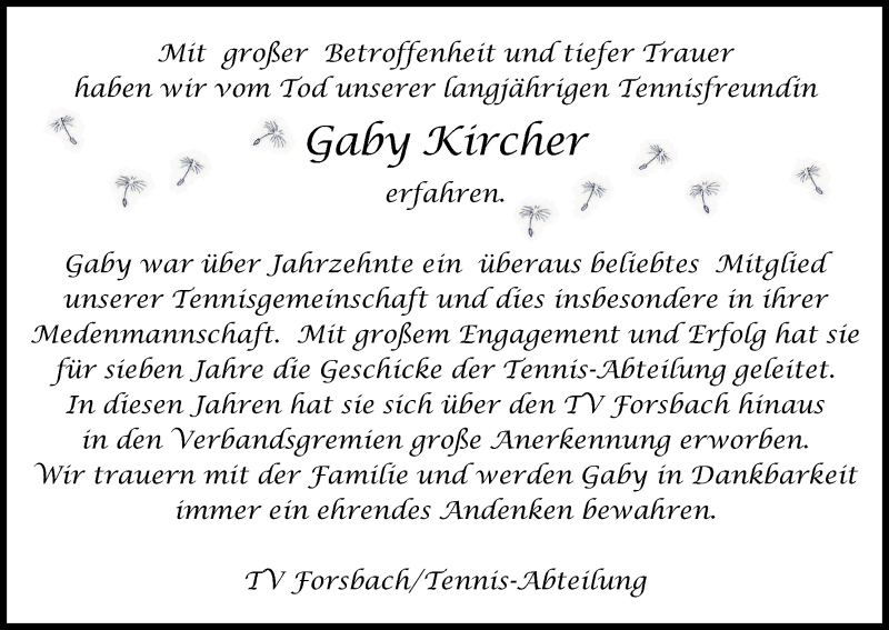  Traueranzeige für Gabriele Kircher vom 02.06.2018 aus Kölner Stadt-Anzeiger / Kölnische Rundschau / Express