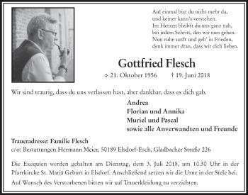 Anzeige von Gottfried Flesch von  Werbepost 