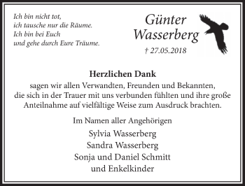 Anzeige von Günter Wasserberg von  Sonntags-Post 