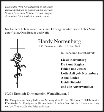 Anzeige von Hardy Norrenberg von  Werbepost 
