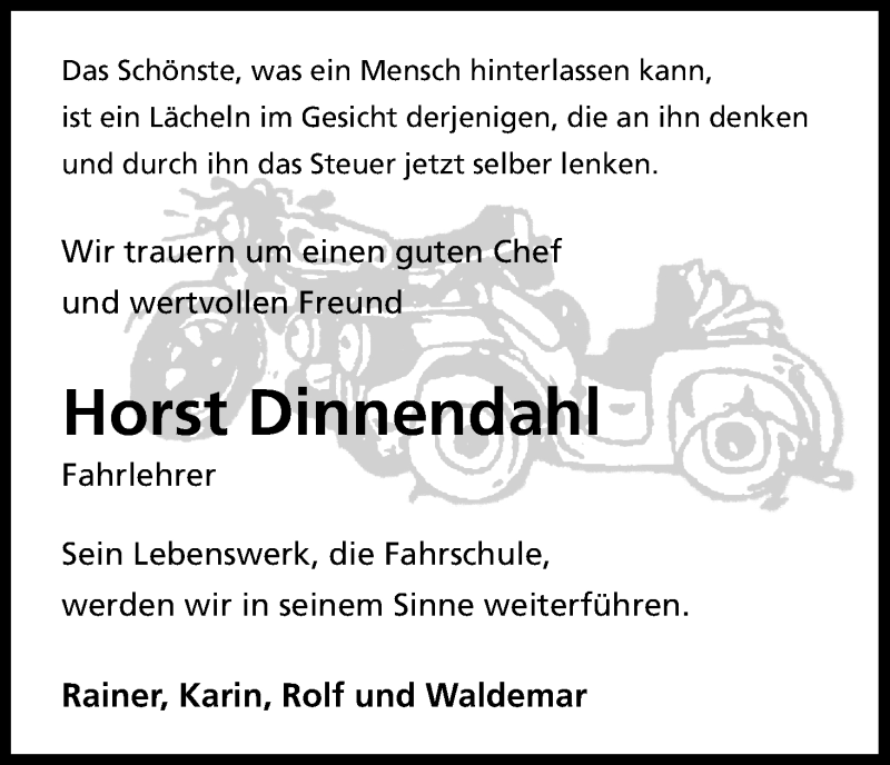  Traueranzeige für Horst Dinnendahl vom 16.06.2018 aus Kölner Stadt-Anzeiger / Kölnische Rundschau / Express